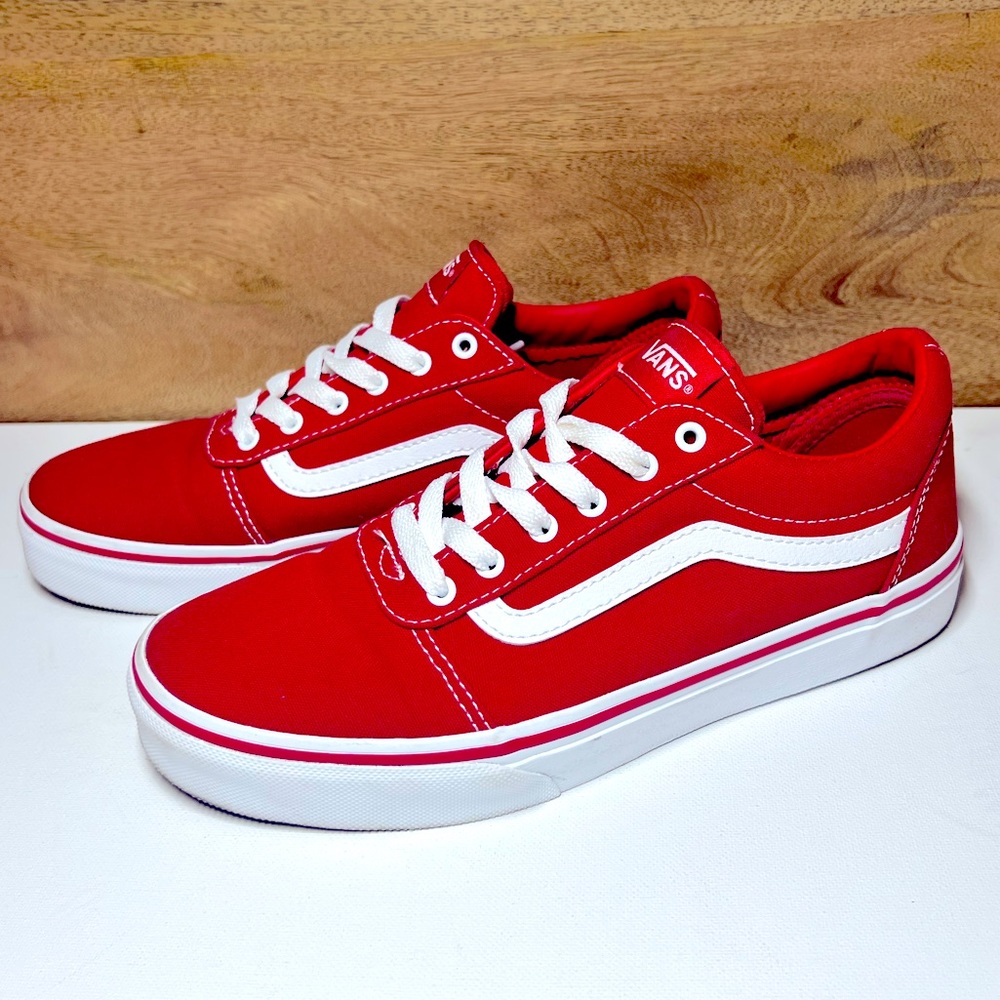Vans old school low top red and white